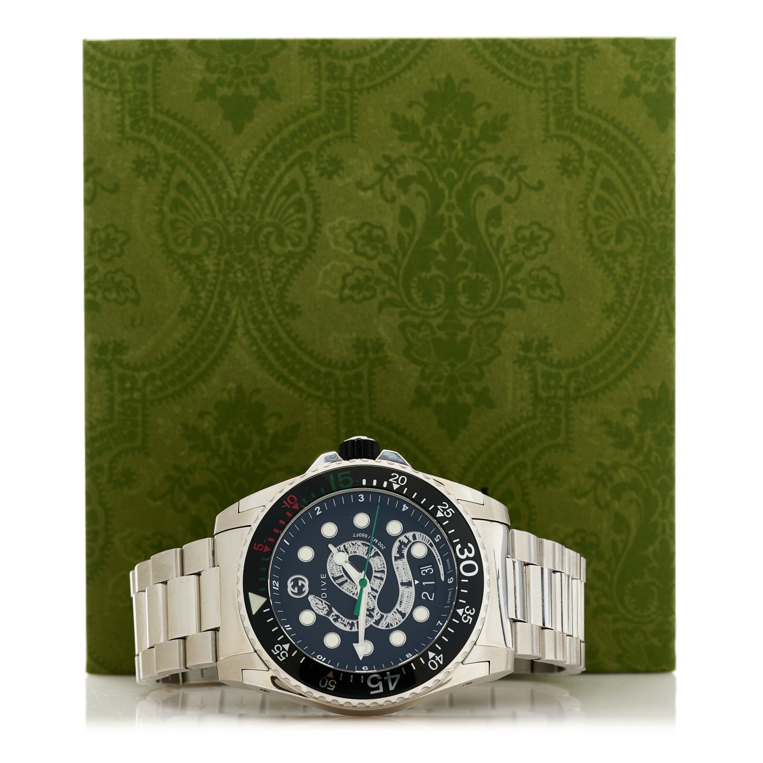 Gucci Stainless Steel 45mm Dive Snake Quartz Watch Black 5 of 5