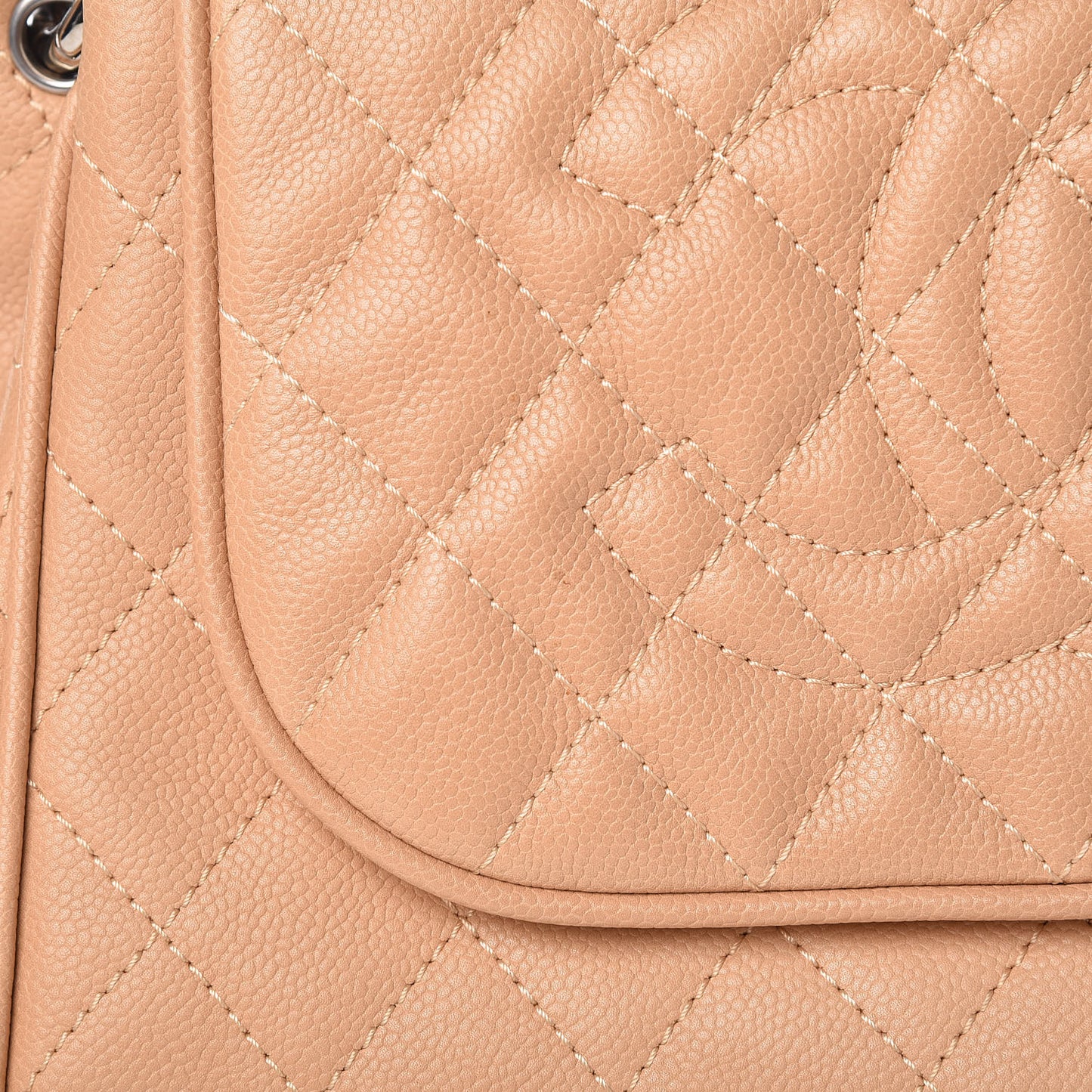 Caviar Quilted Timeless Accordion Flap Beige