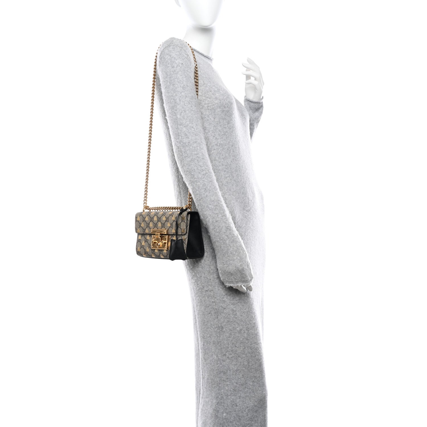 Gucci GG Supreme Monogram Bees Small Padlock Shoulder Bag Black 2 of 11
