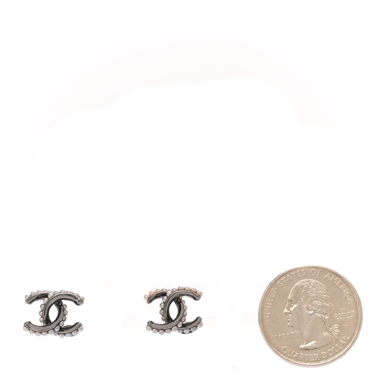 Chanel Pearl Twisted CC Earrings Ruthenium 2 of 4