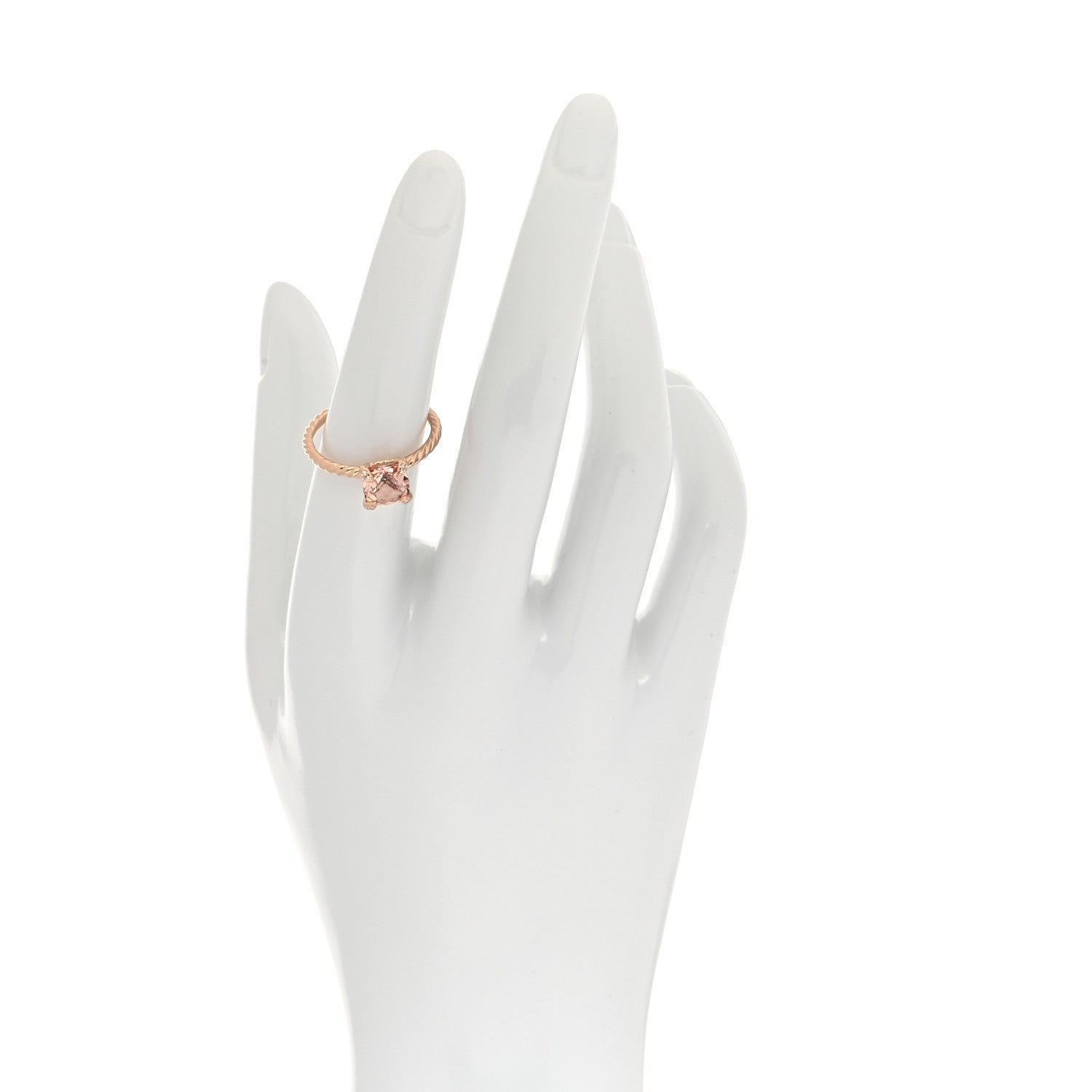 David Yurman 18K Rose Gold Diamond Morganite 7mm Chatelaine Ring 54 7 2 of 4