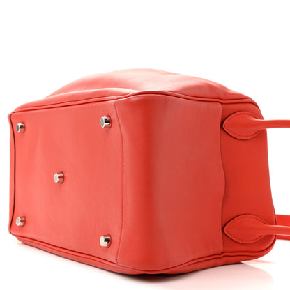 Hermes Swift Epsom Lindy 30 Tressage De Cuir Rouge De Coeur Bleu Du Nord Rouge H 10 of 13