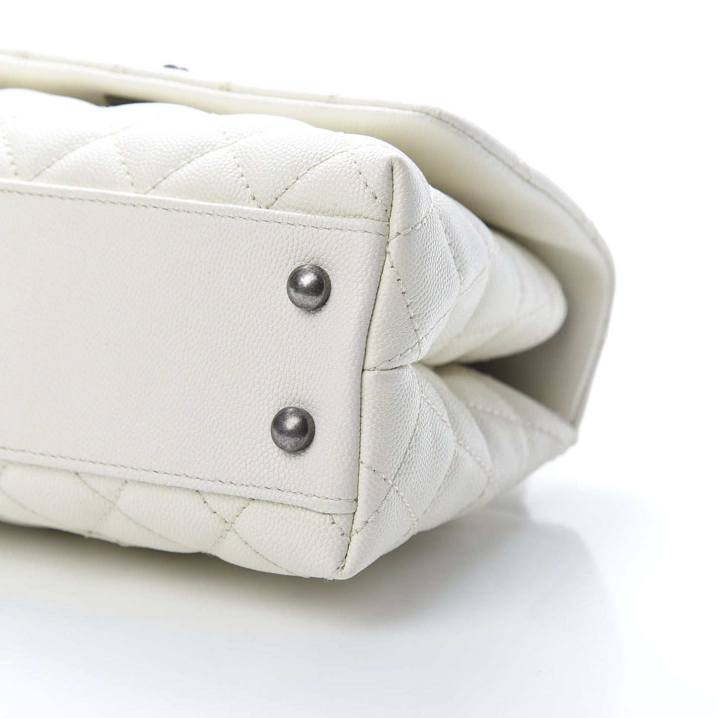 Caviar Lizard Quilted Mini Coco Handle Flap White