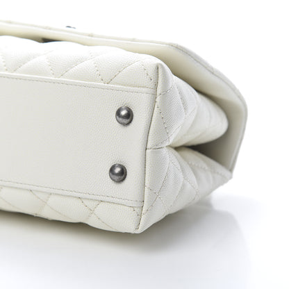 Chanel Caviar Lizard Quilted Mini Coco Handle Flap White 10 of 11