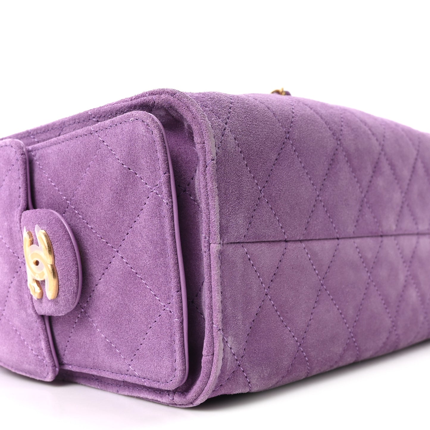 Suede Quilted Mini Chanel 25 Handbag Purple