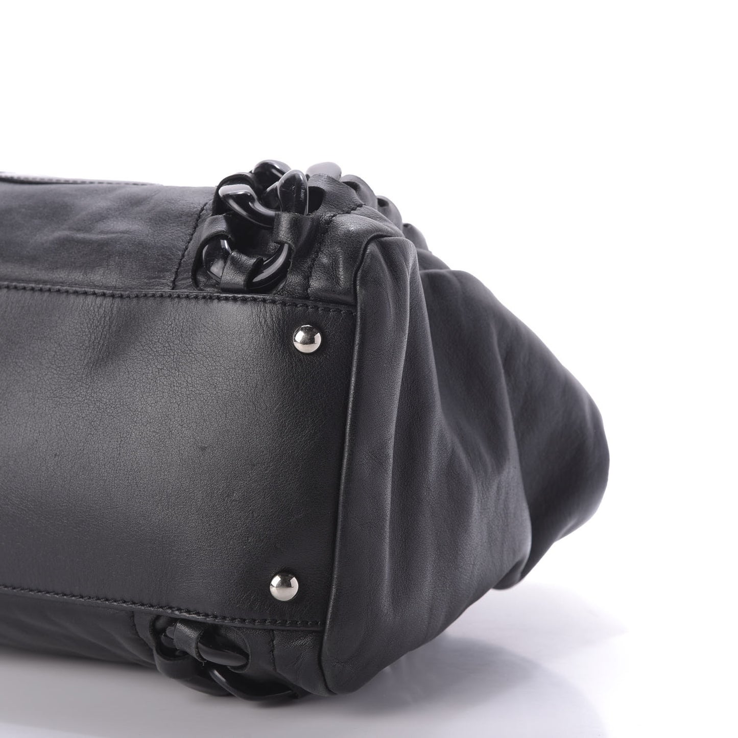 Calfskin Modern Chain Rhodoid East West Tote Black