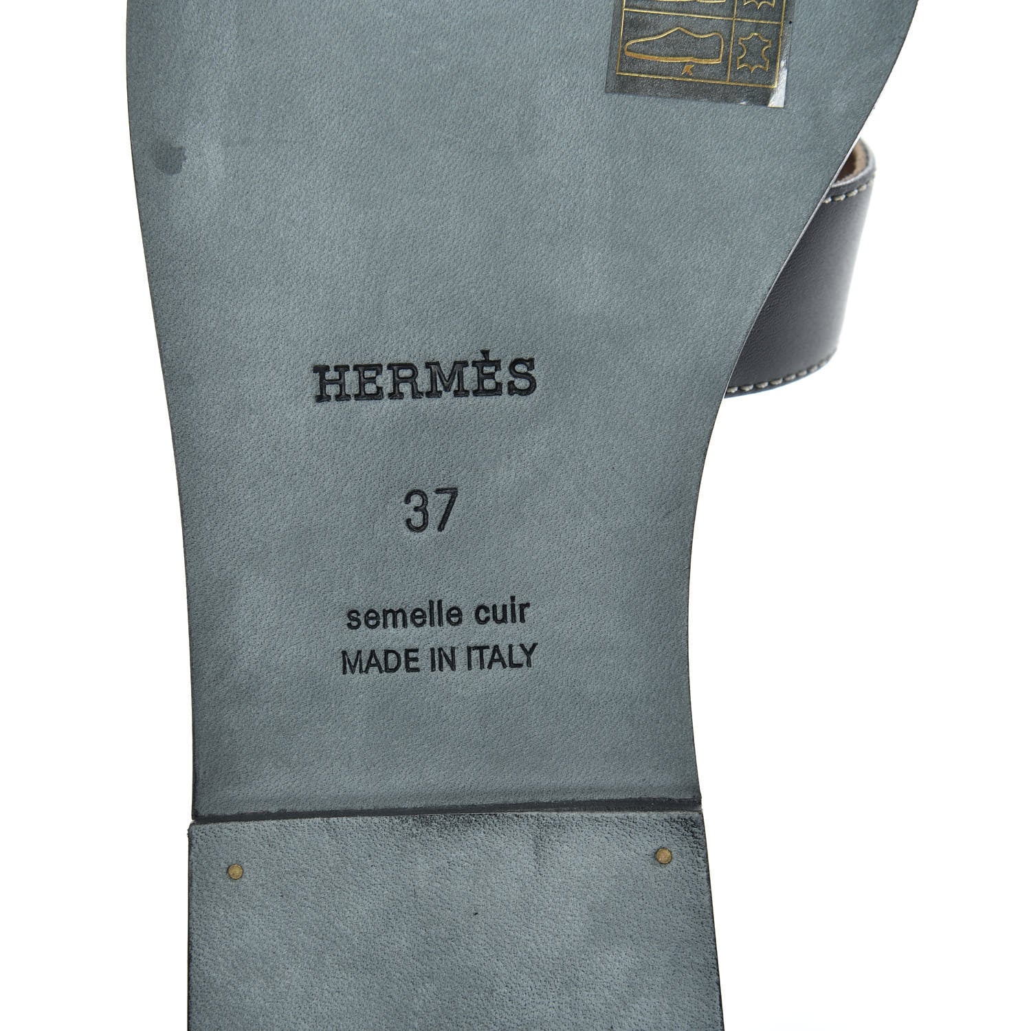 Hermes Box Calfskin Oran Sandals 37 Black 7 of 9