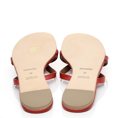 Hermes Epsom Corfou Sandals 38 Rouge 5 of 8