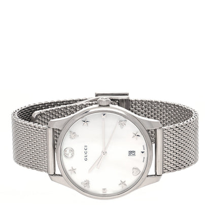 Gucci Stainless Steel Mother of Pearl 36mm G-Timeless Charm Quartz Watch 2 of 4
