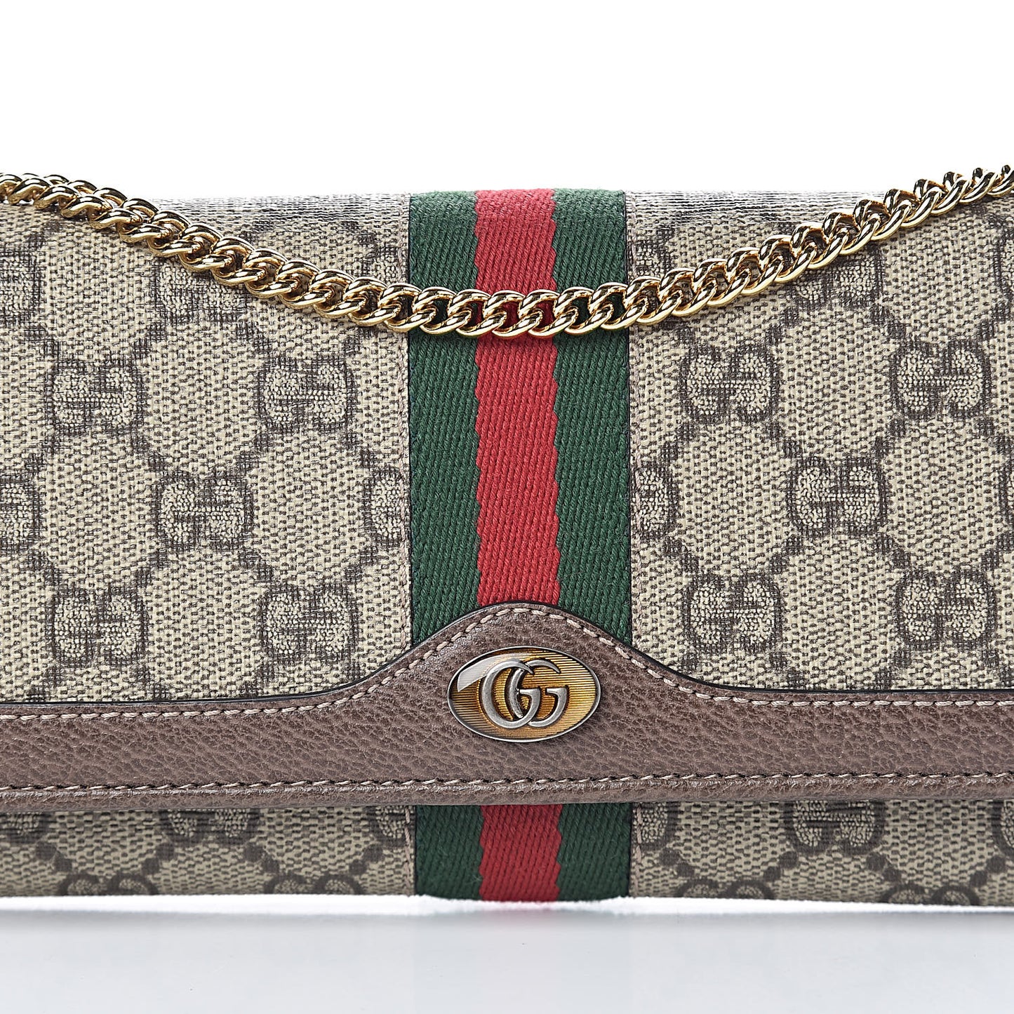 GG Supreme Monogram Web Ophidia Wallet On Chain Brown