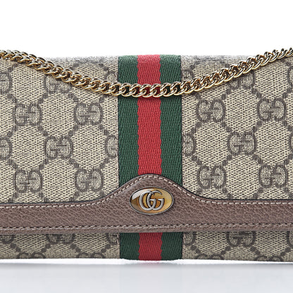 Gucci GG Supreme Monogram Web Ophidia Wallet On Chain Brown 9 of 12