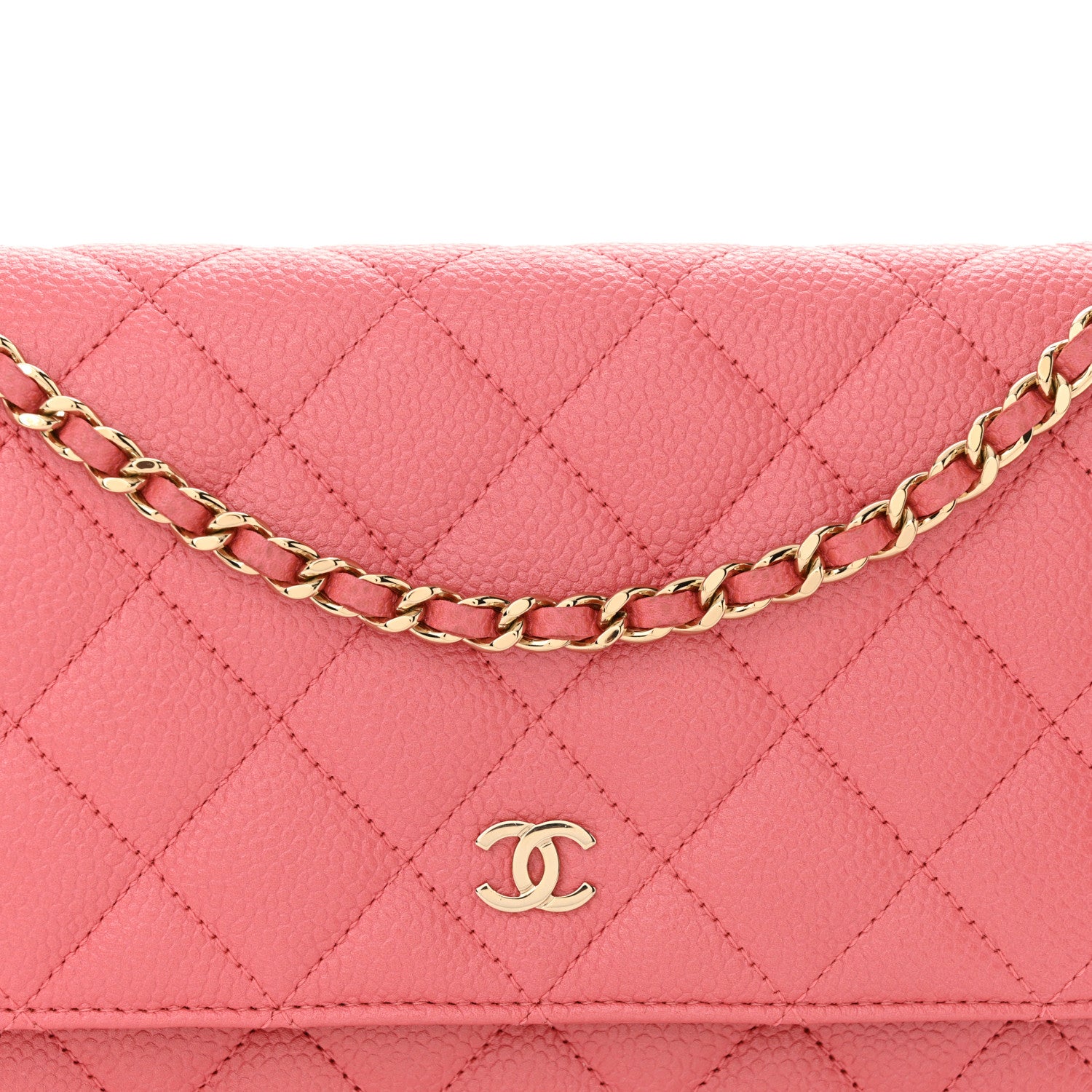 Chanel Caviar Quilted Wallet on Chain WOC Pink 9 of 11
