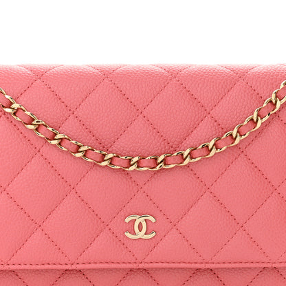 Chanel Caviar Quilted Wallet on Chain WOC Pink 9 of 11