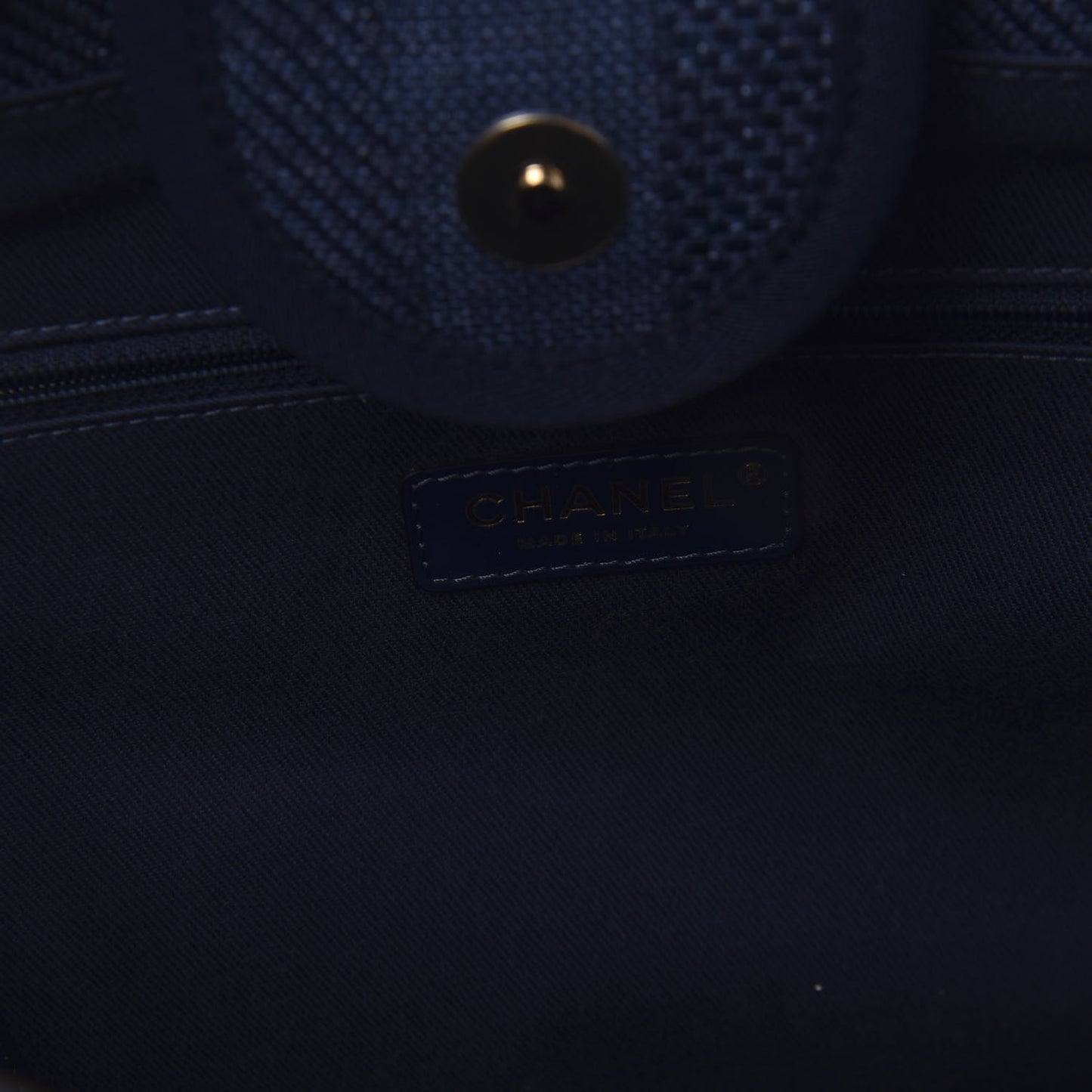 Mixed Fibers Striped Medium Deauville Tote Navy Blue
