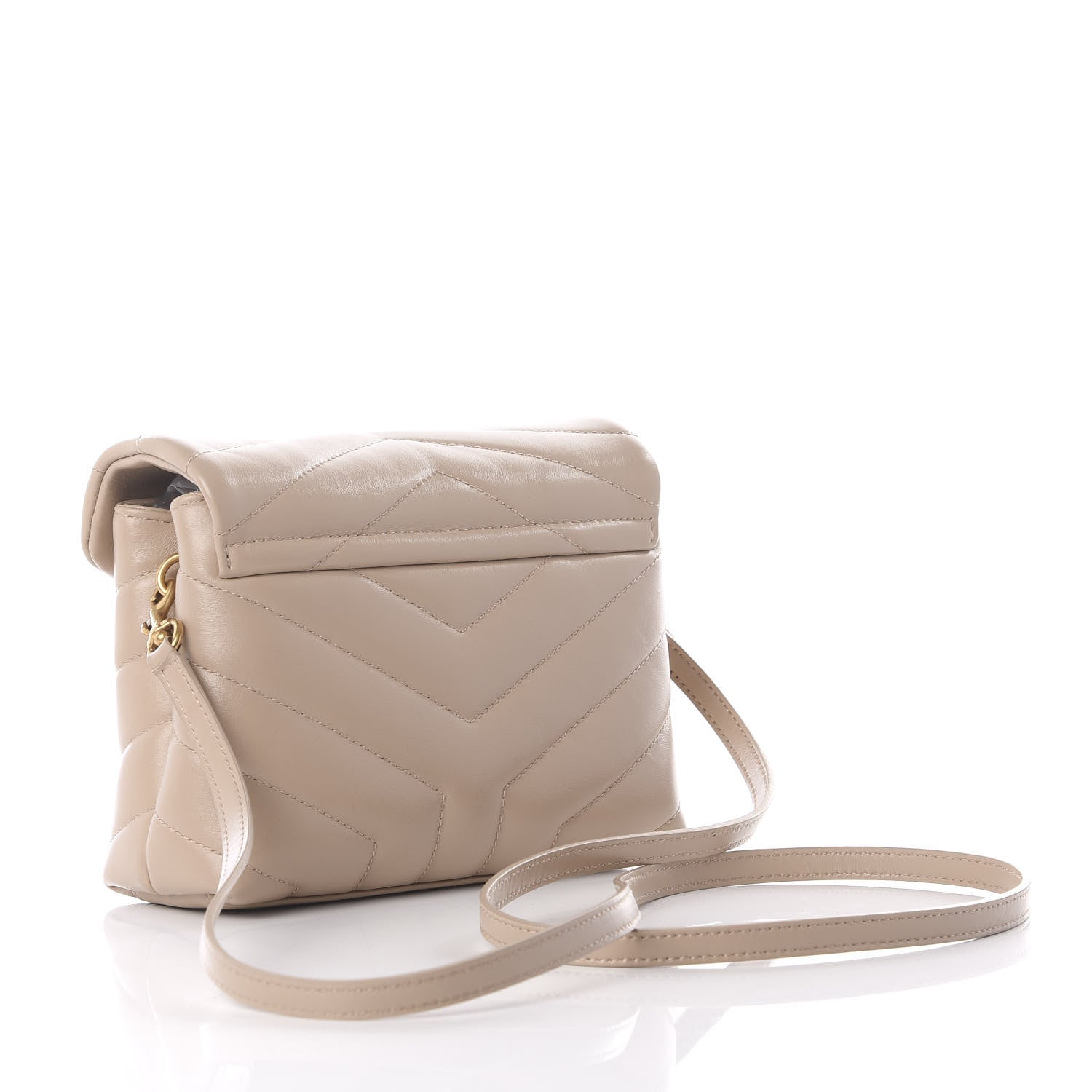 Saint Laurent Calfskin Y Quilted Monogram Toy Loulou Crossbody Bag Dark Beige 2 of 11