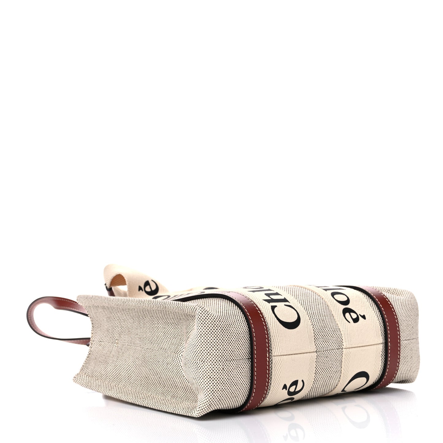 Cotton Calfskin Small Woody Ribbon Tote With Strap White Brown