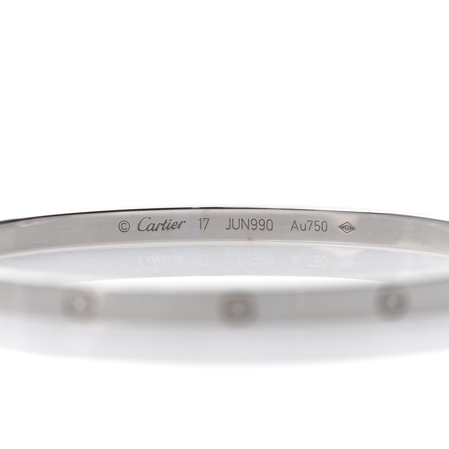 18K White Gold Small LOVE Bracelet 17