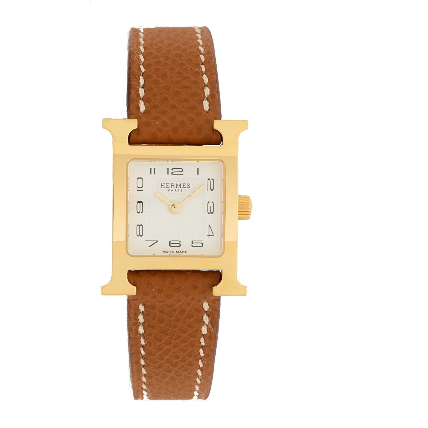 Hermes Stainless Steel Epsom 17.2mm Heure H Hour Quartz Watch Gold 1 of 5