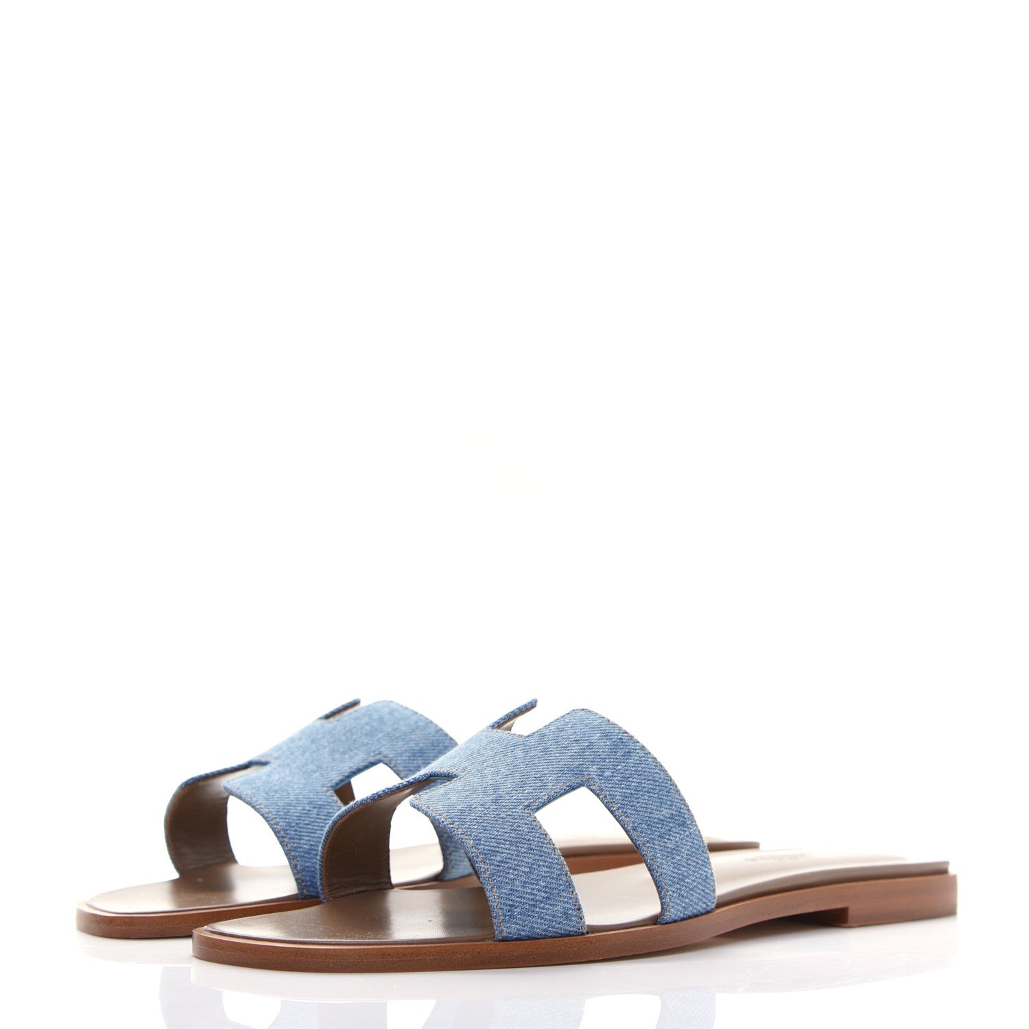 Hermes Denim Canvas Oran Sandals 38 Bleu Clair 3 of 10