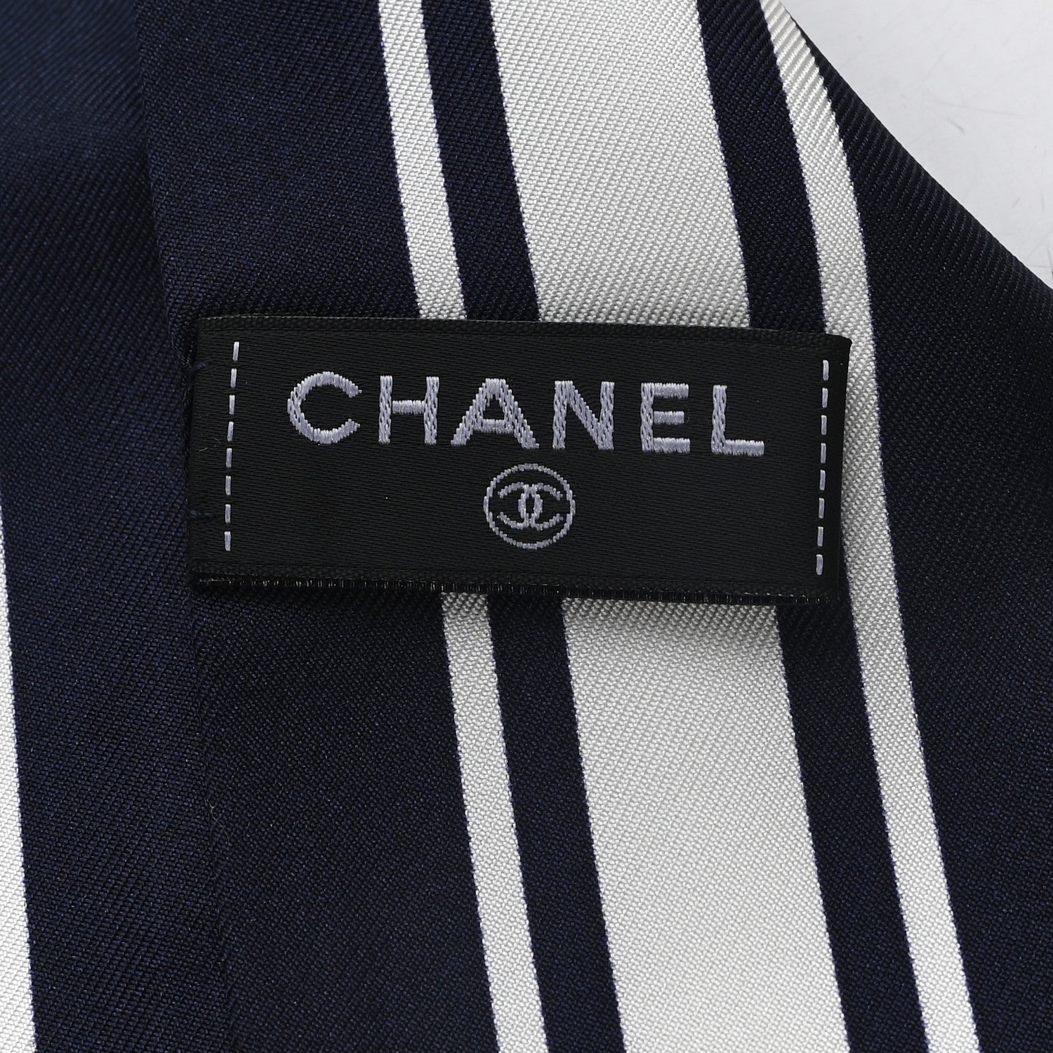 Chanel Silk CC Slim Bandeau Scarf Black White 3 of 3