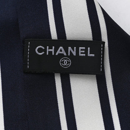 Chanel Silk CC Slim Bandeau Scarf Black White 3 of 3