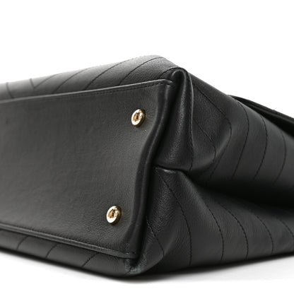 Chanel Grained Calfskin Chevron Stitched Medium Chic Top Handle Flap Black 10 of 10