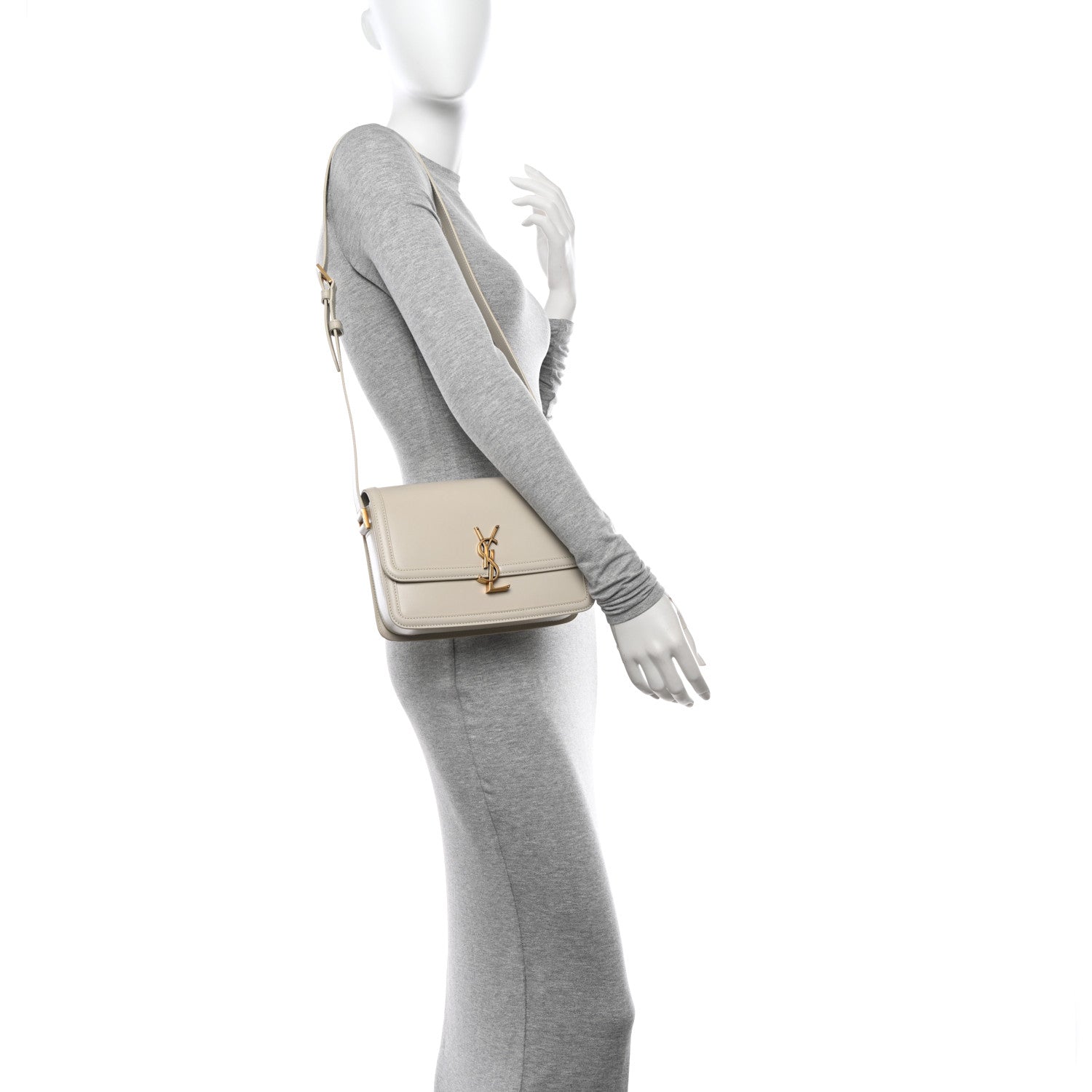 Saint Laurent Box Calfskin Monogram Medium Solferino Satchel Crema Soft 2 of 11