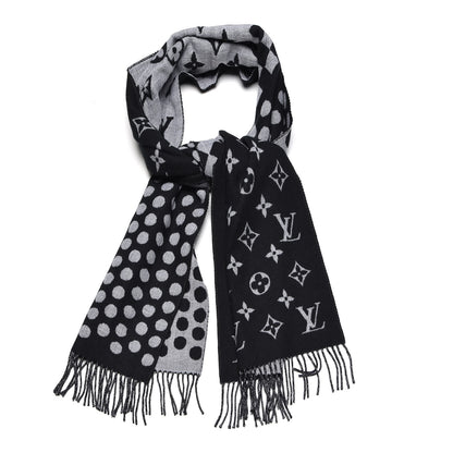 Louis Vuitton Wool Cashmere Polkagram Scarf Black 1 of 4