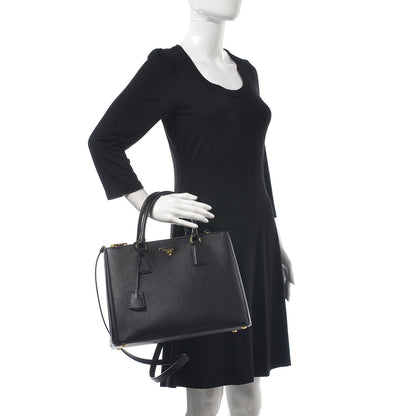 Prada Saffiano Medium Galleria Double Zip Tote Black 2 of 10