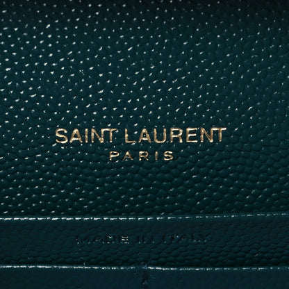 Saint Laurent Grain De Poudre Mixed Matelasse Triquilt Monogram Chain Wallet Sea Turquoise 6 of 10