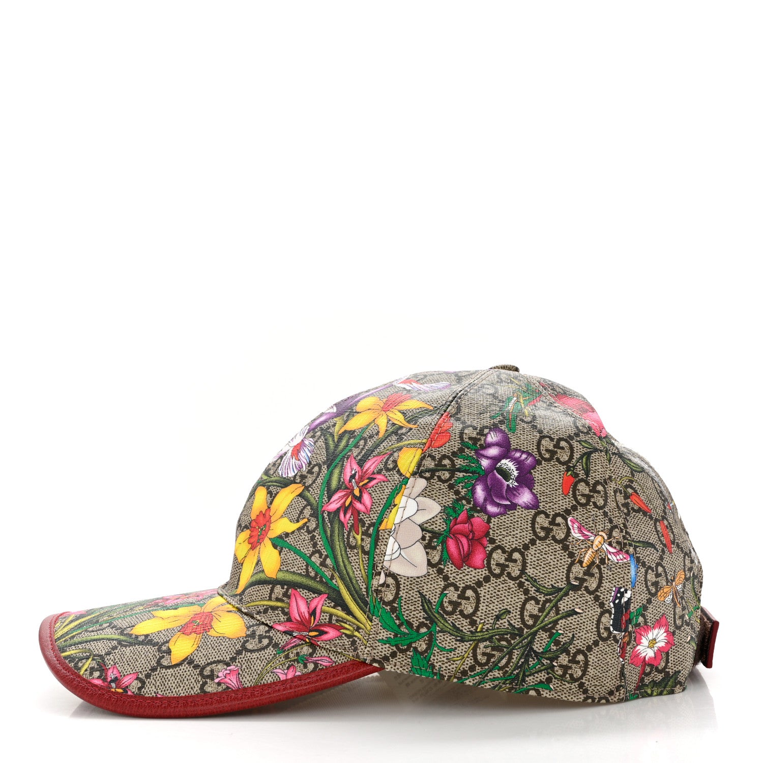 Gucci GG Supreme Flora Claudia Baseball Hat 57 M Red 4 of 10