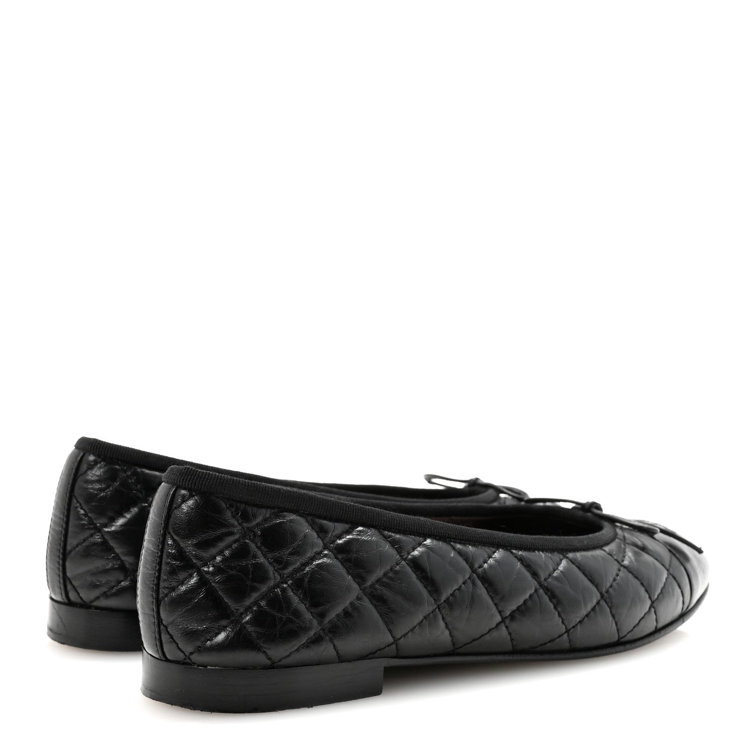 Chanel Aged Calfskin Quilted CC Cap Toe Ballerina Flats 39.5 Black 5 of 9