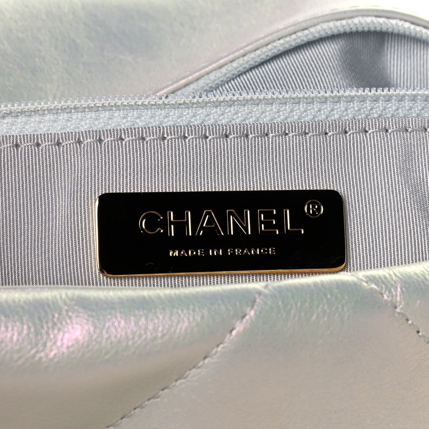 Chanel Iridescent Calfskin Quilted Large Chanel 19 Flap White 5 of 12