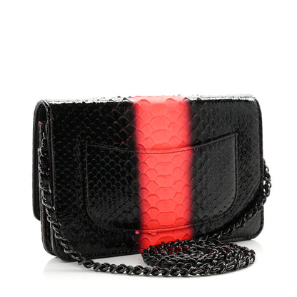 Chanel Snakeskin Wallet On Chain WOC Black Red 2 of 13