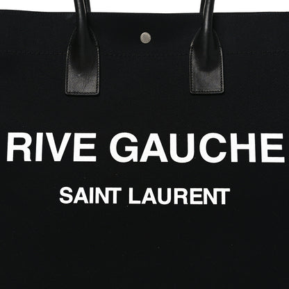 Saint Laurent Linen Calfskin Rive Gauche Tote Black 7 of 9