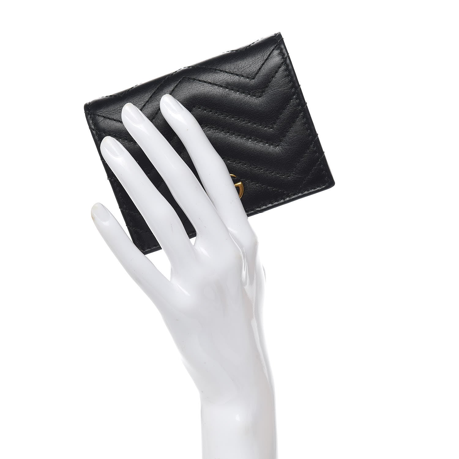 Gucci Calfskin Matelasse GG Marmont Card Case Wallet Black 2 of 8