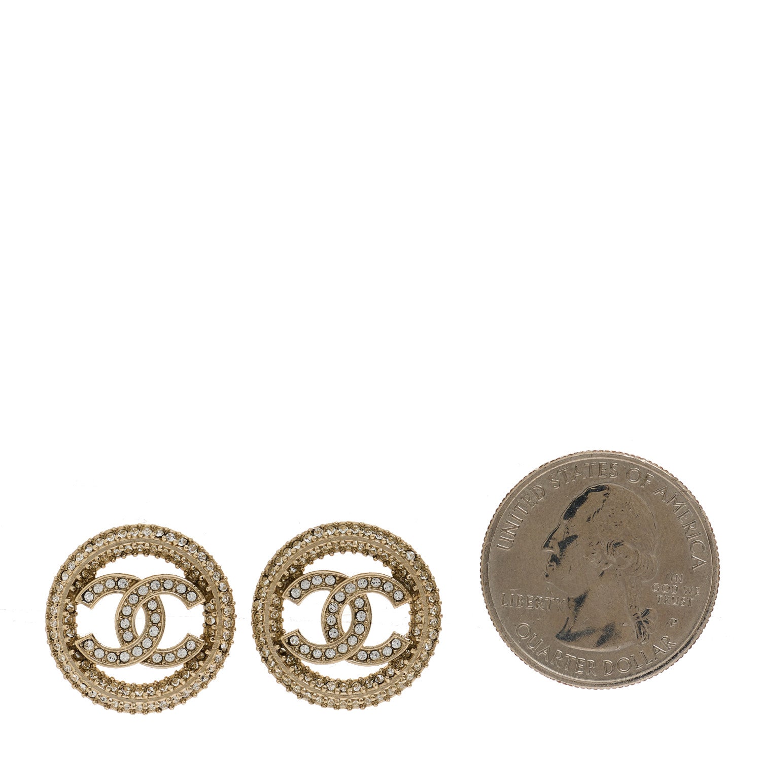 Chanel Crystal CC Vendome Round Earrings Gold 2 of 4