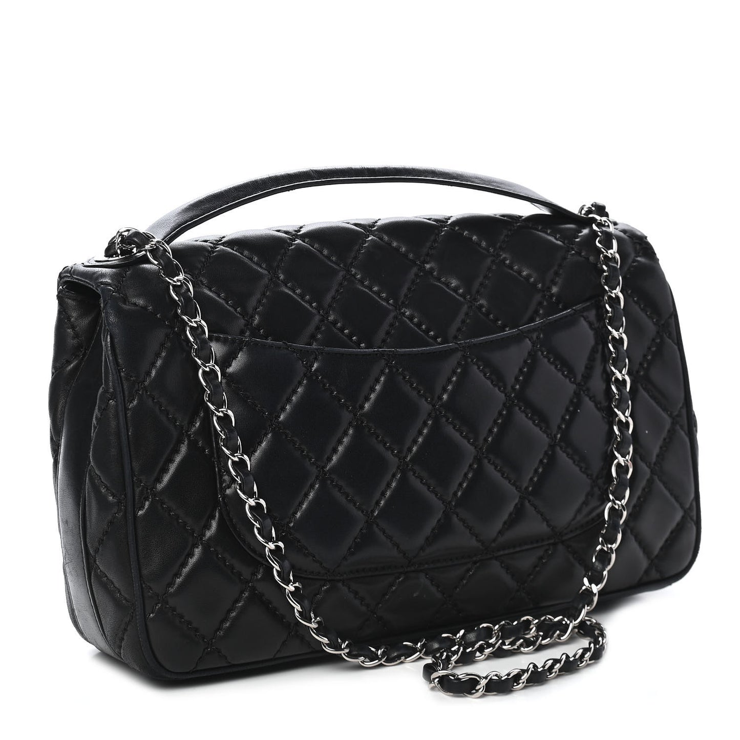 Lambskin Quilted Jumbo Easy Carry Flap Black