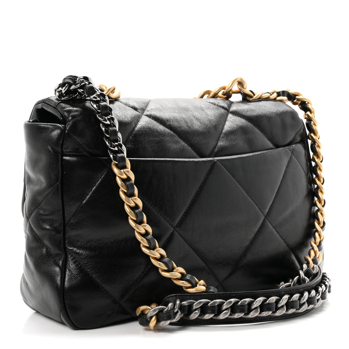 Chanel Shiny Goatskin Quilted Large Chanel 19 Flap Black 3 of 11