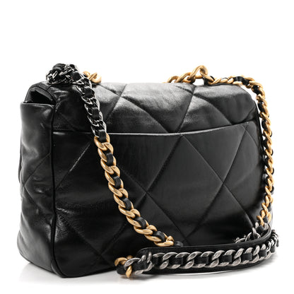 Chanel Shiny Goatskin Quilted Large Chanel 19 Flap Black 3 of 11