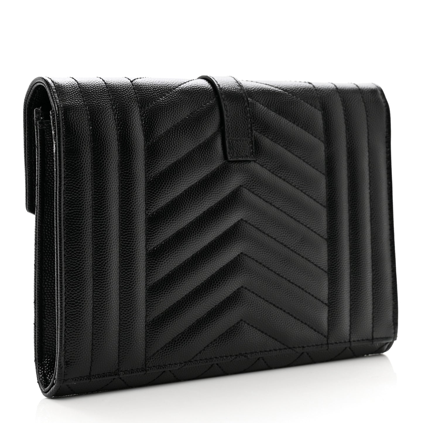 Grain De Poudre Textured Mixed Matelasse Triquilt Monogram Clutch Black