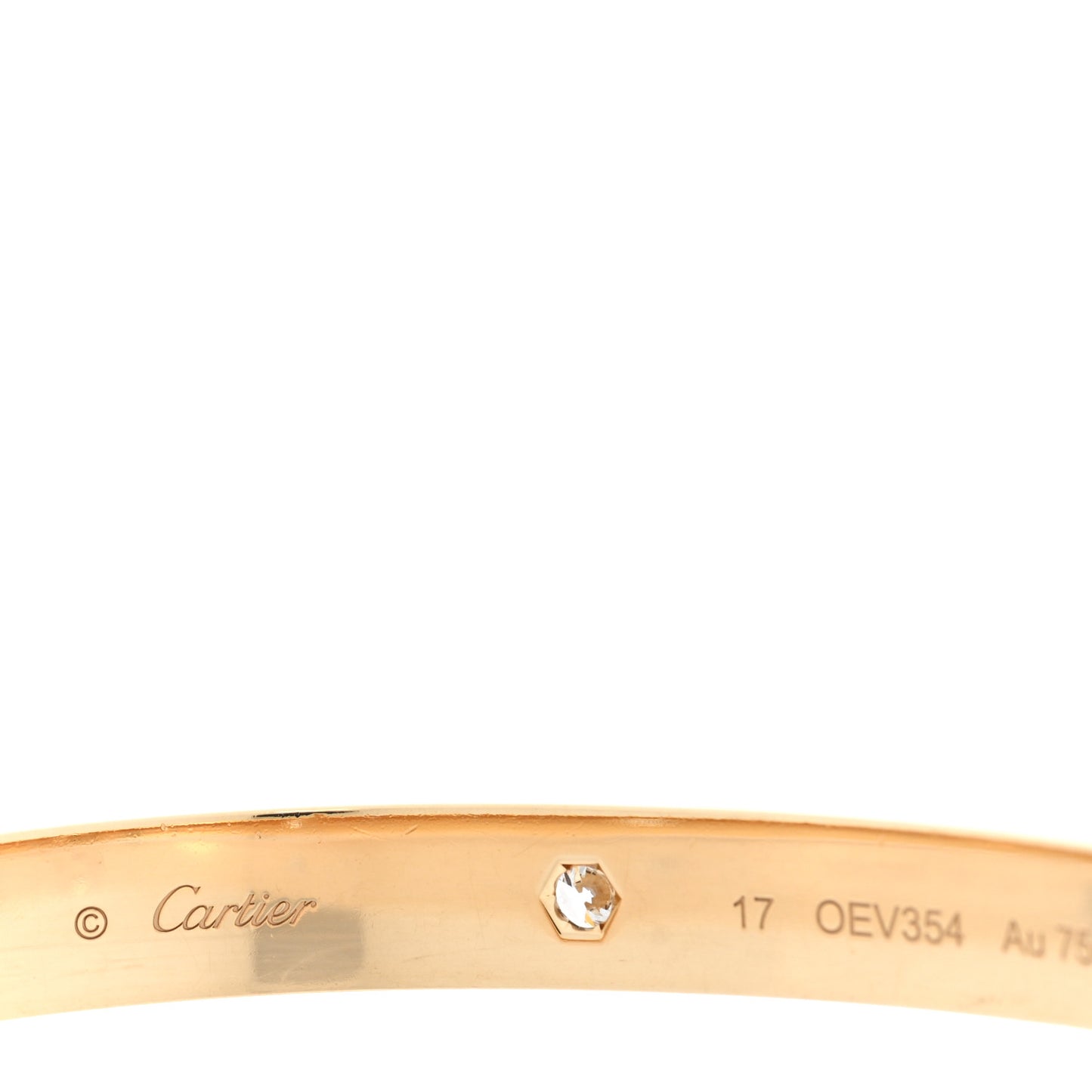 18K Yellow Gold 4 Diamond LOVE Bracelet 17