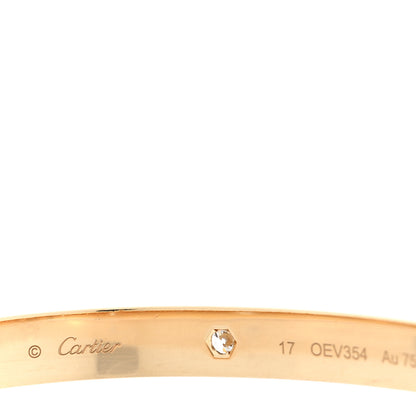 Cartier 18K Yellow Gold 4 Diamond LOVE Bracelet 17 3 of 9