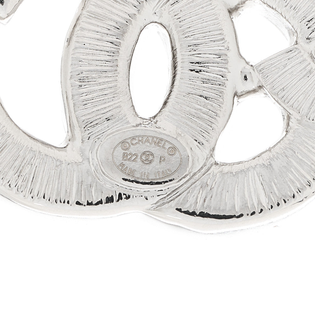 Chanel Baguette Crystal Double CC Earrings Silver 4 of 4