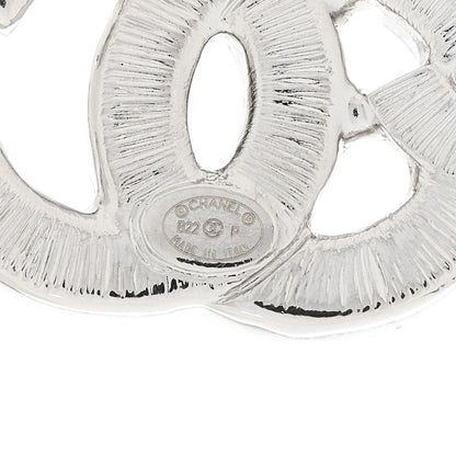 Chanel Baguette Crystal Double CC Earrings Silver 4 of 4