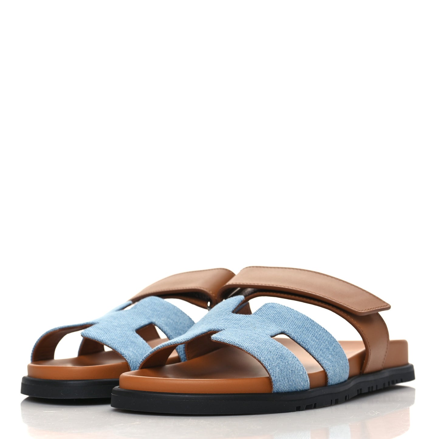 Denim Calfskin Womens Chypre Sandals 38 Bleu Clair Naturel