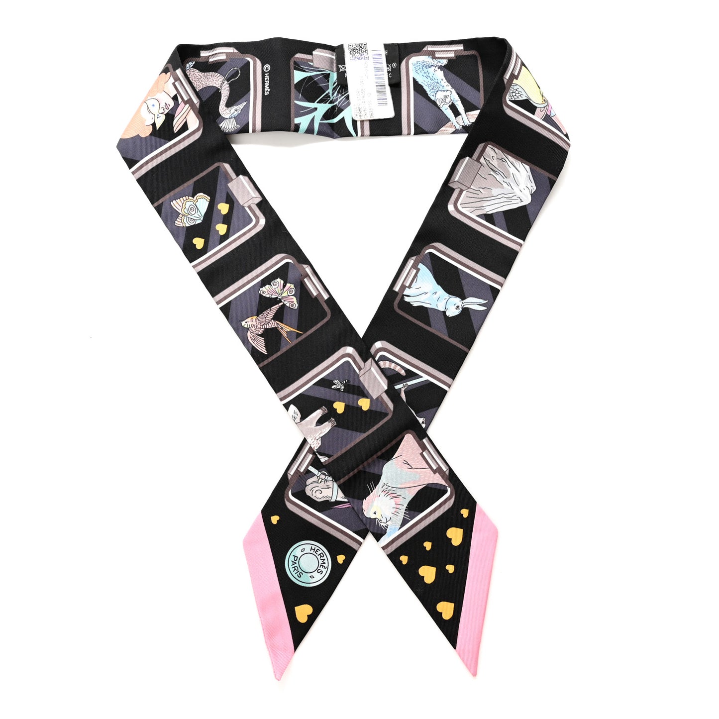 Silk Story Twilly Black Rose Gris