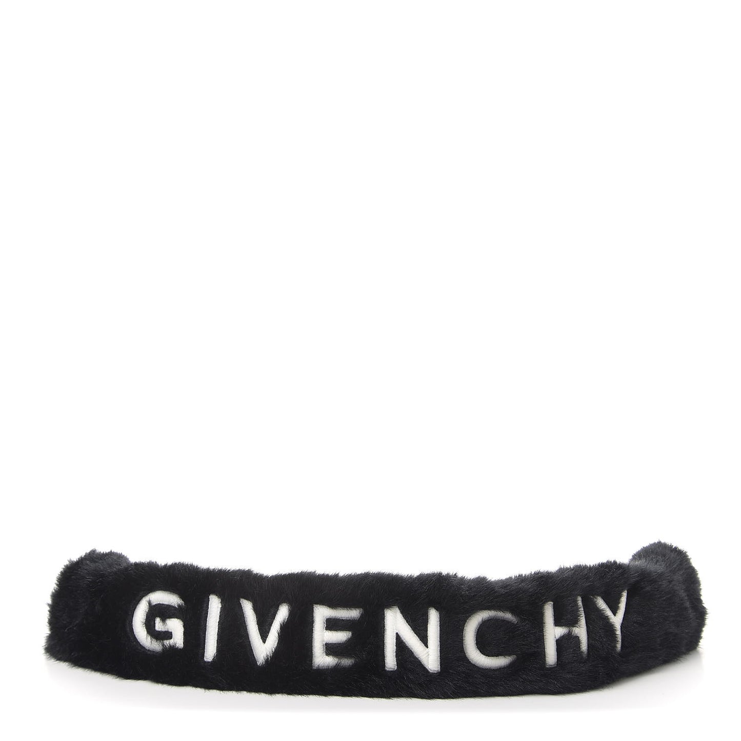 Faux Fur Logo Bag Strap Black