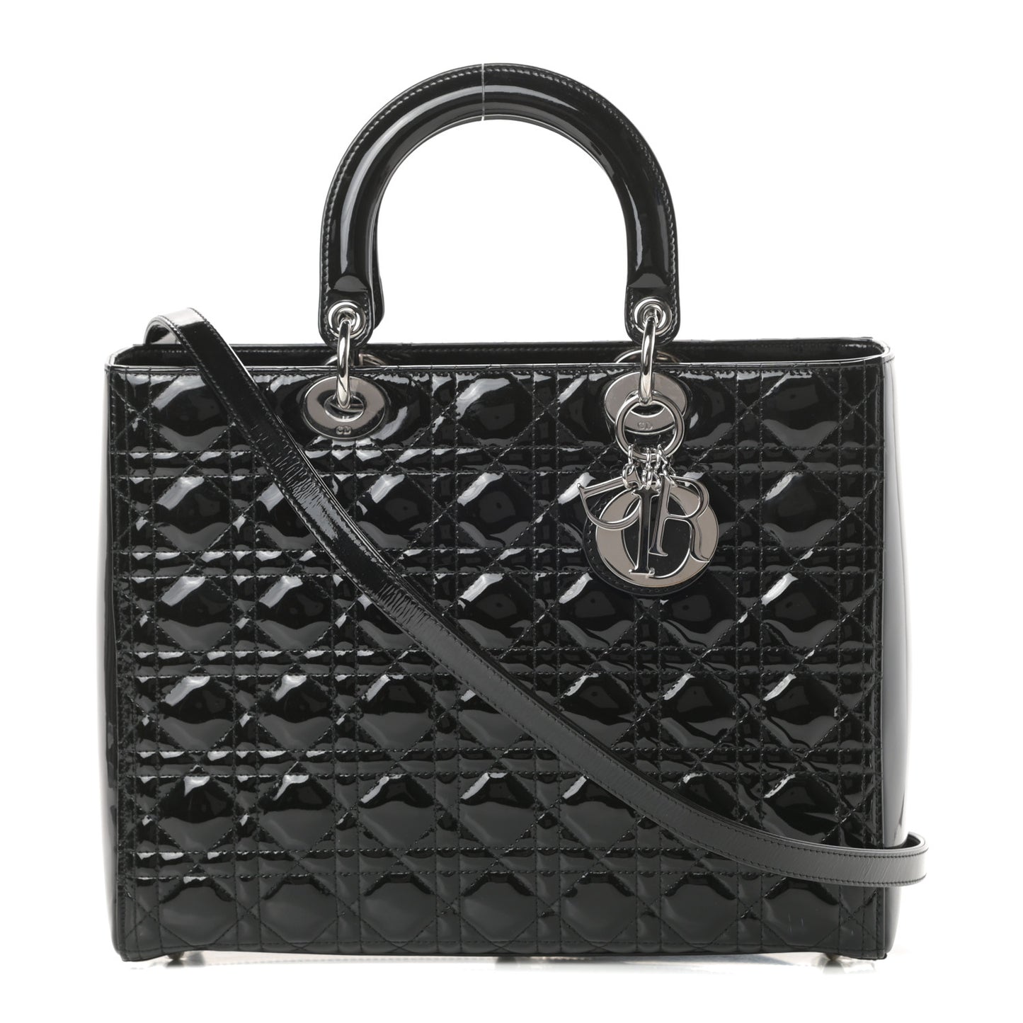 Patent Cannage Large Lady Dior Black