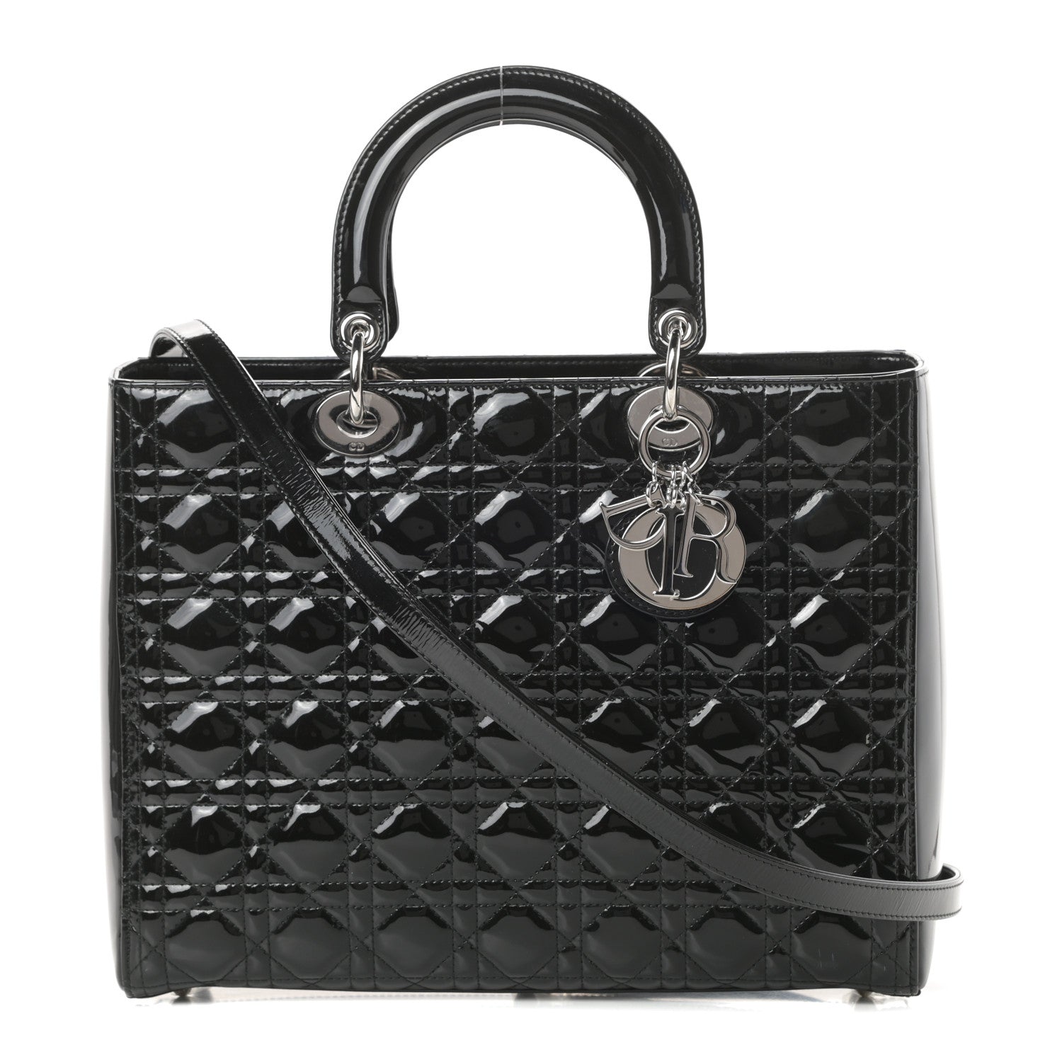 Christian Dior Patent Cannage Large Lady Dior Black 1 of 11